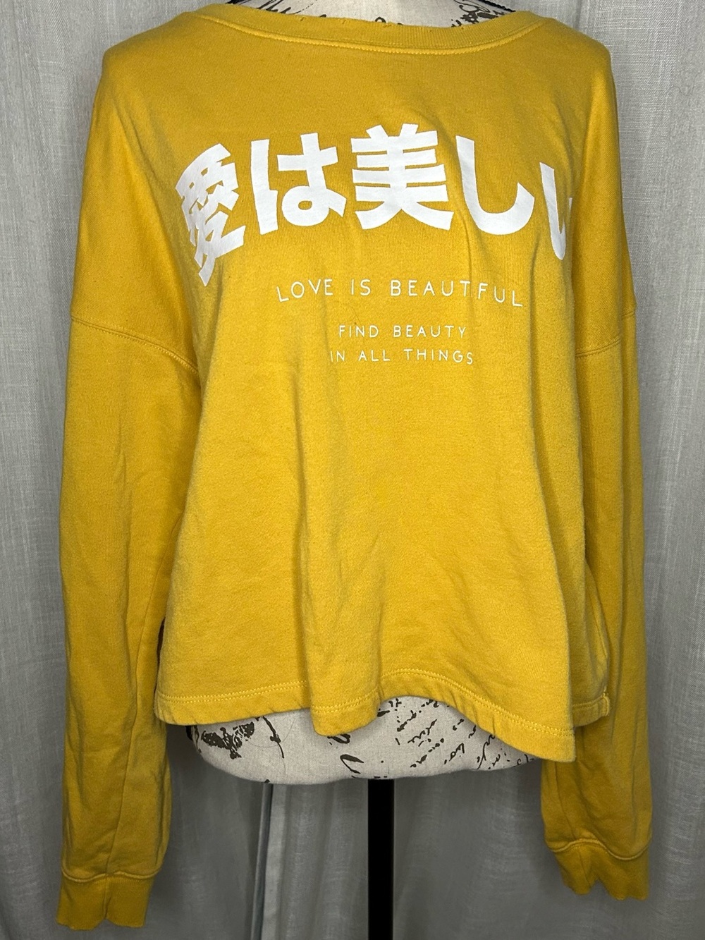 Forever 21 Mustard Graphic “Love is Beautiful” Sweatshirt in 1X